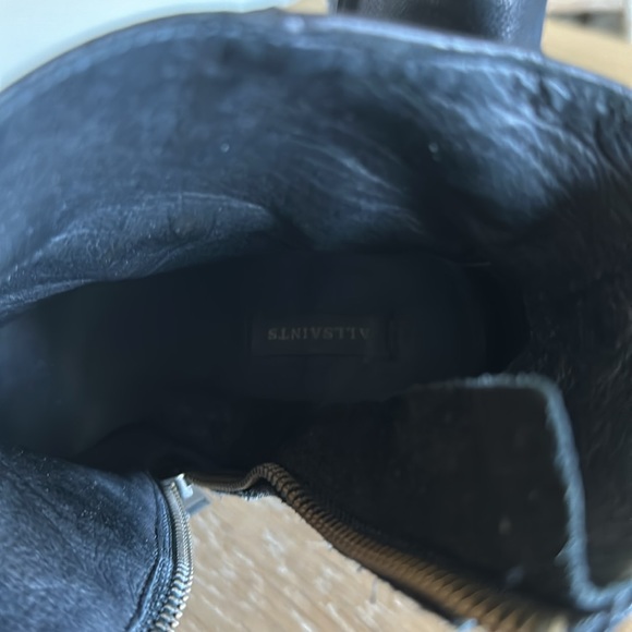 Allsaints black pebbled leather peep toe high heel boot bootie 38 US 7.5-8 - Picture 8 of 12